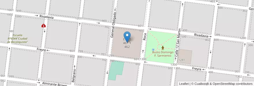 Mapa de ubicacion de ENET 461 Y 462 en Arjantin, Santa Fe, Departamento General Obligado, Municipio De Reconquista, Reconquista.