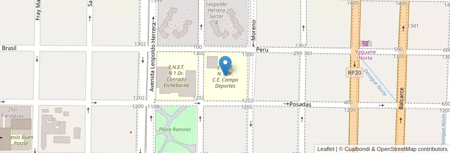 Mapa de ubicacion de E.N.E.T. N 1 Dr. C.E. Campo Deportes en 아르헨티나, 엔트레리오스주, Departamento Villaguay, Distrito Lucas Al Sud, Villaguay.