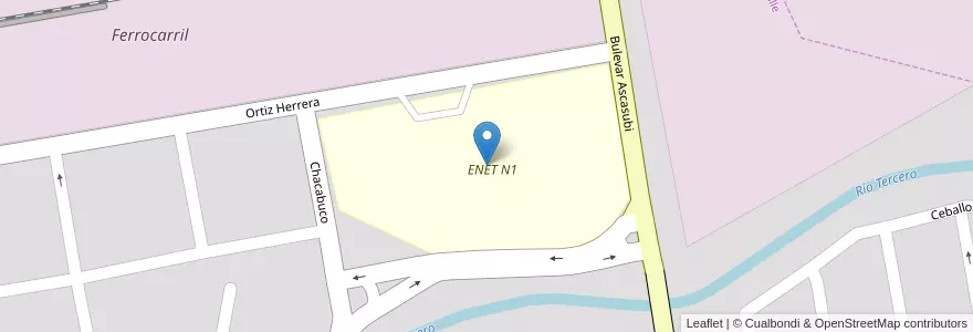 Mapa de ubicacion de ENET N1 en Argentinië, Córdoba, Departamento Unión, Pedanía Bell Ville, Municipio De Bell Ville, Bell Ville.