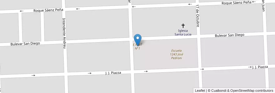 Mapa de ubicacion de E.N.E.T N°1 en アルゼンチン, サンタフェ州, Departamento Rosario, Municipio De Villa Gobernador Gálvez, Villa Gobernador Gálvez.
