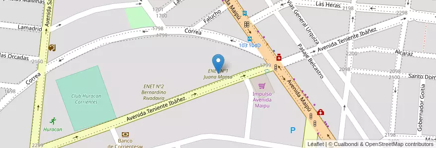 Mapa de ubicacion de ENET Nº1 Juana Manso en الأرجنتين, Corrientes, Departamento Capital, Corrientes, Corrientes.