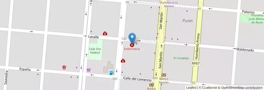 Mapa de ubicacion de Enfermería en 阿根廷, 布宜诺斯艾利斯省, Partido De Puan, Puan.