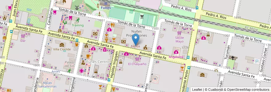 Mapa de ubicacion de Enfoco en アルゼンチン, サンタフェ州, Departamento Rosario, Municipio De Funes, Funes.