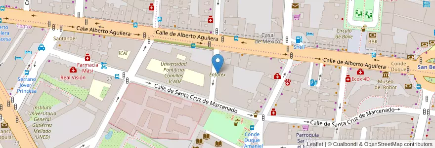 Mapa de ubicacion de Enforex en España, Comunidad De Madrid, Comunidad De Madrid, Área Metropolitana De Madrid Y Corredor Del Henares, Madrid.