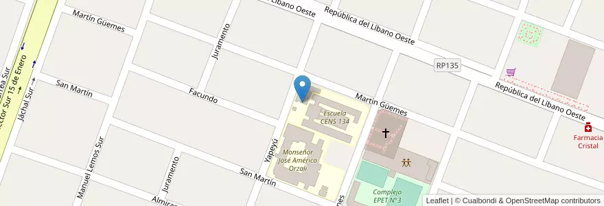 Mapa de ubicacion de ENI N° 11 "Candelaria A. De Godoy" en 阿根廷, San Juan, 智利, Rawson.