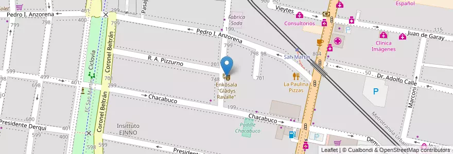 Mapa de ubicacion de Enkosala "Gladys Ravalle" en Argentinië, Chili, Mendoza, Godoy Cruz, Departamento Godoy Cruz, Distrito Ciudad De Godoy Cruz.