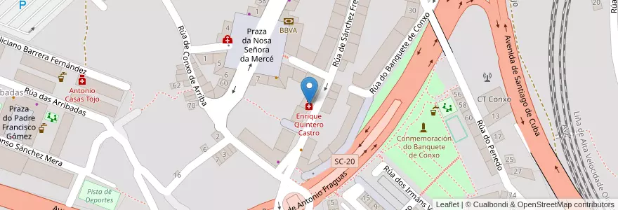 Mapa de ubicacion de Enrique Quintero Castro en Испания, Галисия, А-Корунья, Santiago, Santiago De Compostela.
