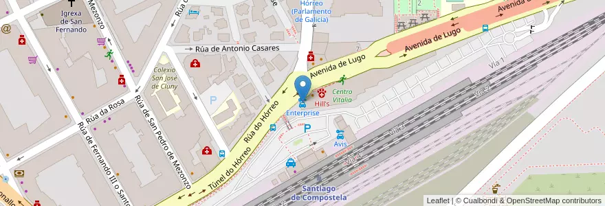 Mapa de ubicacion de Enterprise en Spanien, Galicien, A Coruña, Santiago, Santiago De Compostela.