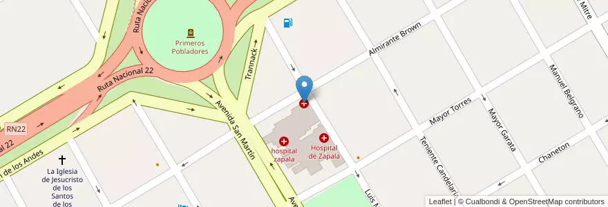 Mapa de ubicacion de Entrada a Guardia, Hospital Zapala en 아르헨티나, 칠레, 네우켄주, Departamento Zapala, Zapala, Zapala.