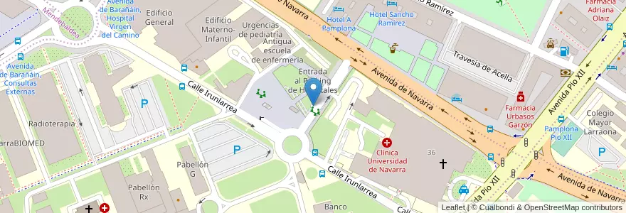 Mapa de ubicacion de Entrada al Parking de Hospitales en Sepanyol, Navarra - Nafarroa, Navarra - Nafarroa, Pamplona/Iruña.
