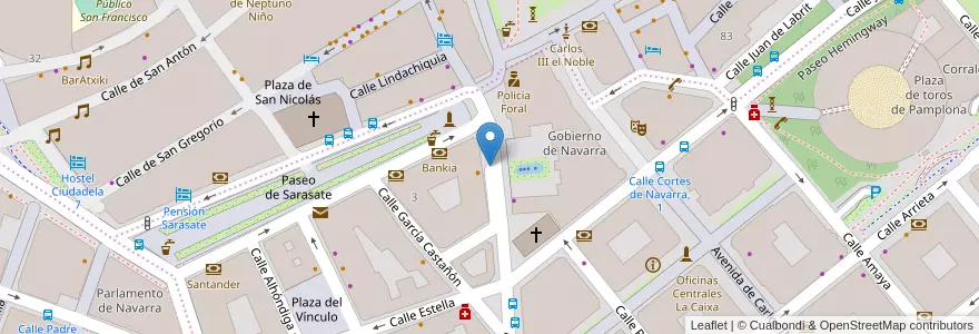 Mapa de ubicacion de Entrada al Parking de la Plaza del Castillo en Sepanyol, Navarra - Nafarroa, Navarra - Nafarroa, Pamplona/Iruña.
