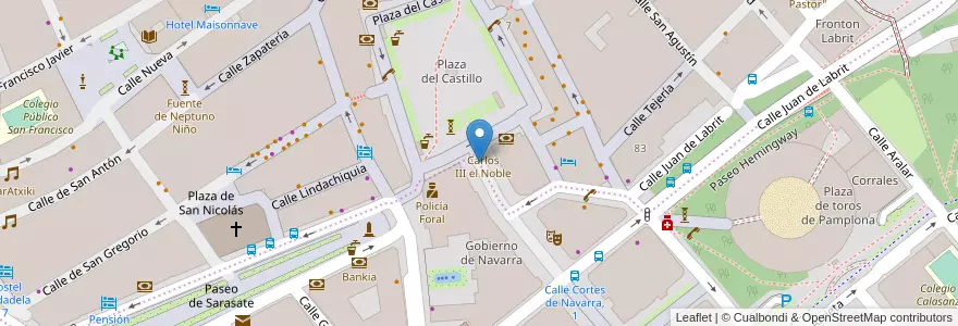 Mapa de ubicacion de Entrada al Parking de la Plaza del Castillo en España, Navarra - Nafarroa, Navarra - Nafarroa, Pamplona/Iruña.