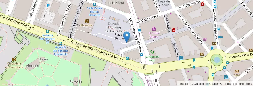 Mapa de ubicacion de Entrada al Parking del Baluarte en Spanien, Navarra, Navarra, Pamplona/Iruña.
