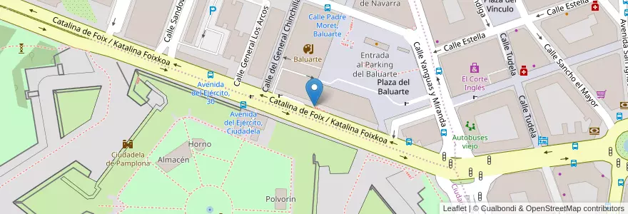 Mapa de ubicacion de Entrada al Parking del Baluarte en Испания, Наварра, Наварра, Памплона.
