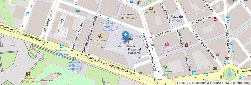 Mapa de ubicacion de Entrada al Parking del Baluarte en スペイン, ナバーラ州, ナバーラ州, パンプローナ.