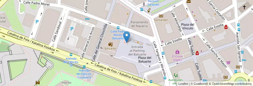 Mapa de ubicacion de Entrada al Parking del Baluarte en Sepanyol, Navarra - Nafarroa, Navarra - Nafarroa, Pamplona/Iruña.