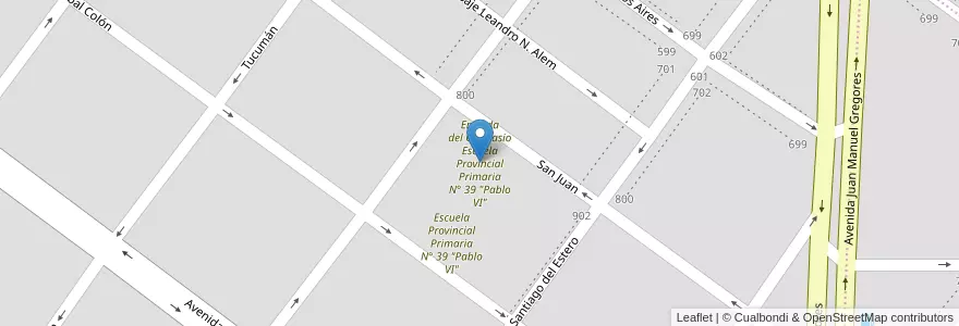 Mapa de ubicacion de Entrada del Gimnasio Escuela Provincial Primaria N° 39 "Pablo VI" en آرژانتین, شیلی, استان سانتا کروس، آرژانتین, Güer Aike, Municipio De Río Gallegos, Río Gallegos.