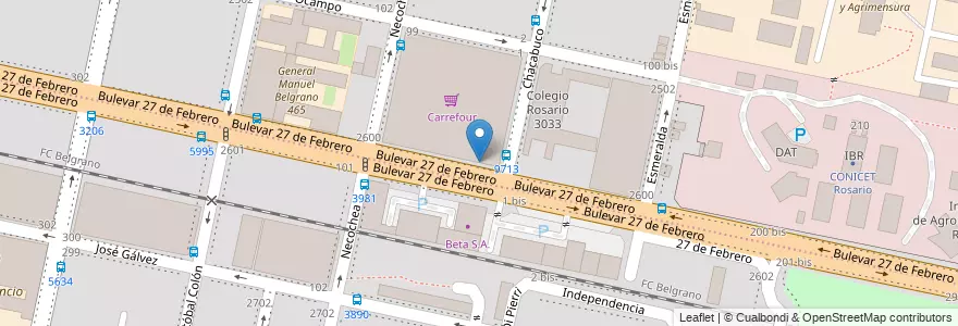 Mapa de ubicacion de Entrada Estacionamiento Supermercado Carrefour en آرژانتین, سانتافه, Departamento Rosario, Municipio De Rosario, تسبیح.