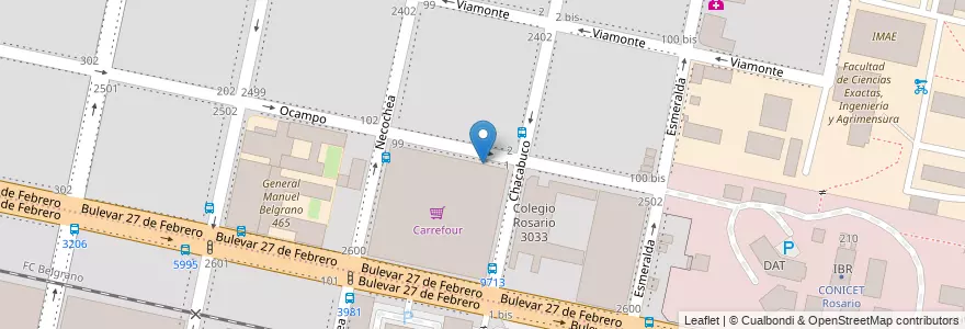 Mapa de ubicacion de Entrada Estacionamiento Supermercado Carrefour en Argentinien, Santa Fe, Departamento Rosario, Municipio De Rosario, Rosario.