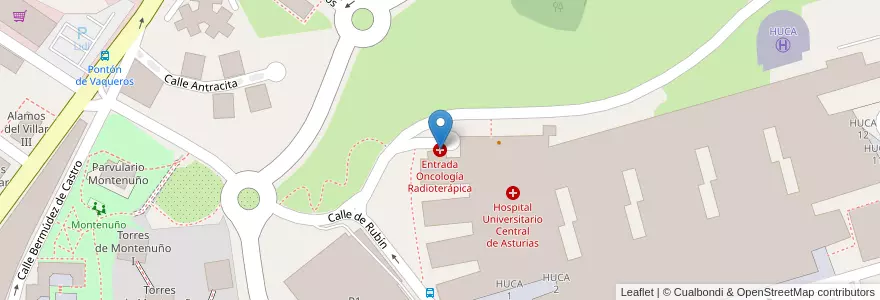 Mapa de ubicacion de Entrada Oncología Radioterápica en Испания, Астурия, Астурия, Овьедо.