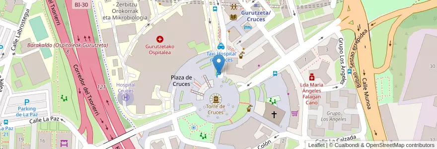 Mapa de ubicacion de Entrada Parking Hospital en İspanya, Bask Bölgesi, Bizkaia, Bilboaldea, Barakaldo.