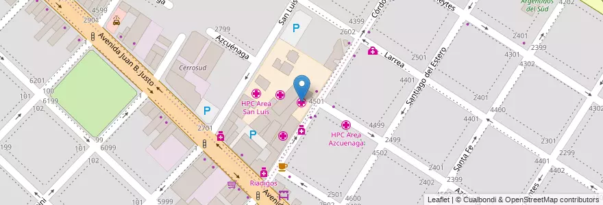Mapa de ubicacion de Entrada Urgencias HPC en الأرجنتين, بوينس آيرس, Partido De General Pueyrredón, مار ديل بلاتا.