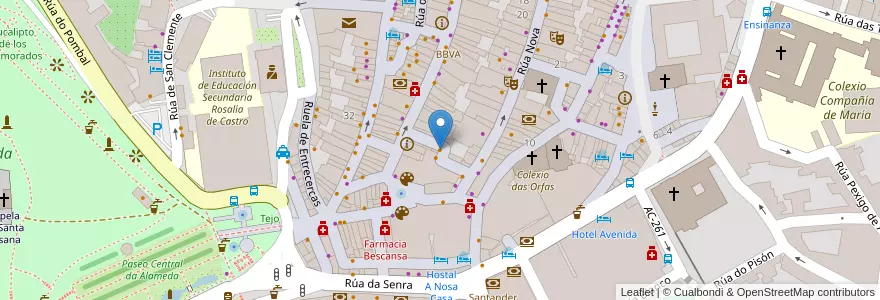 Mapa de ubicacion de Entre Rúas en España, Galicia / Galiza, A Coruña, Santiago, Santiago De Compostela.