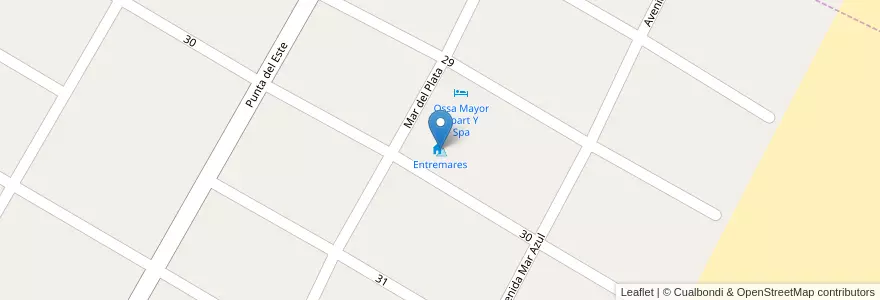 Mapa de ubicacion de Entremares en Arjantin, Buenos Aires, Partido De Villa Gesell, Las Gaviotas.