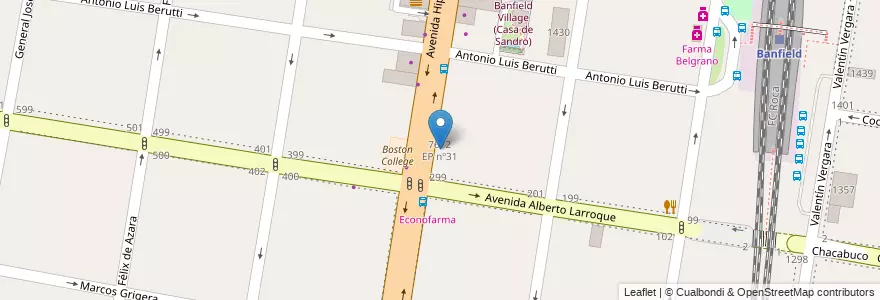 Mapa de ubicacion de E.P. 31"Carlos Guido Y Spano" en Arjantin, Buenos Aires, Partido De Lomas De Zamora, Banfield.