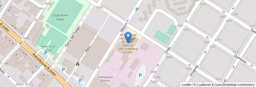 Mapa de ubicacion de EP Municipal N° 15 "Juan A. Fava"- EMES N° 209 "Hidelberg Ferriño" en 阿根廷, 布宜诺斯艾利斯省, Partido De General Pueyrredón, Mar Del Plata.
