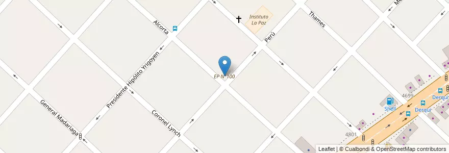 Mapa de ubicacion de EP N°100 en アルゼンチン, ブエノスアイレス州, Partido De La Matanza, San Justo.