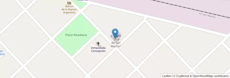Mapa de ubicacion de E.P N°3 "José de San Martín" en Arjantin, Buenos Aires, Partido De Leandro N. Alem.