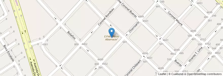 Mapa de ubicacion de E.P.46 "Paula Albarracín" en 아르헨티나, 부에노스아이레스주, Partido De Lanús, Monte Chingolo.