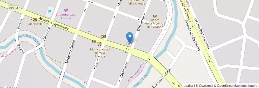 Mapa de ubicacion de EPEC en アルゼンチン, コルドバ州, Departamento Colón, Municipio De Villa Allende, Pedanía Calera Norte, Villa Allende.