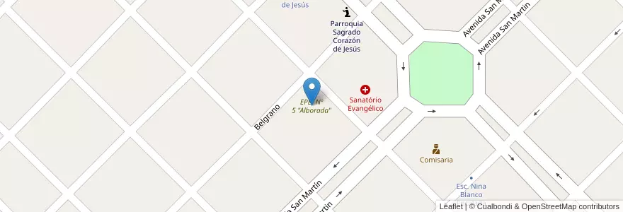 Mapa de ubicacion de EPEI Nº 5 "Alborada" en Arjantin, Entre Ríos, Departamento Diamante, Distrito Isletas, General Ramírez.
