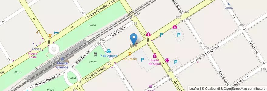 Mapa de ubicacion de EPEM en 阿根廷, 布宜诺斯艾利斯省, Partido De Esteban Echeverría, Monte Grande.