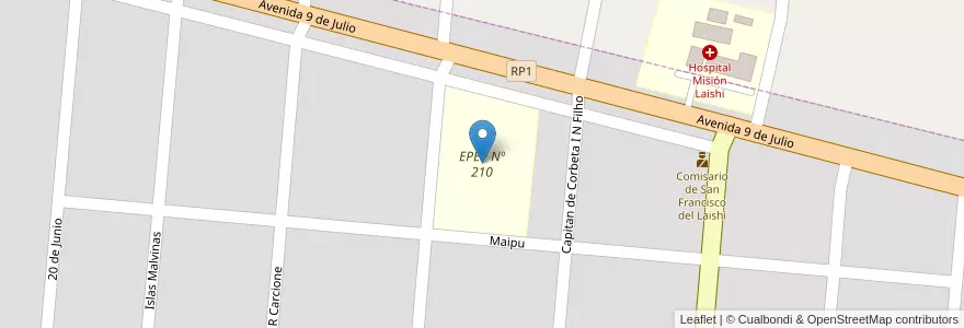 Mapa de ubicacion de EPEP Nº 210 en Arjantin, Formosa, Departamento Laishi, Municipio Misión San Francisco De Laishi, San Francisco De Laishí.
