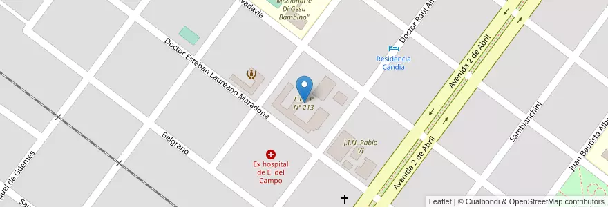 Mapa de ubicacion de E.P.E.P Nº 213 en 阿根廷, Formosa, Departamento Patiño, Municipio De Estanislao Del Campo, Estanislao Del Campo.