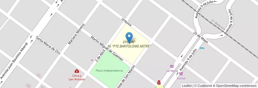 Mapa de ubicacion de EPEP Nº 36 "PTE.BARTOLOME.MITRE" en Argentina, Formosa, Departamento Pirané, Municipio De Pirané, Pirané.
