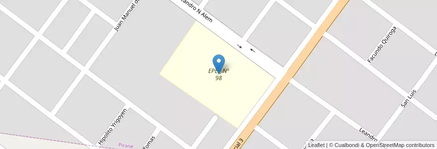 Mapa de ubicacion de EPEP Nº 98 en 阿根廷, Formosa, Departamento Pirané, Municipio De Pirané, Pirané.