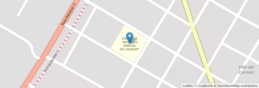 Mapa de ubicacion de EPEP Nº333 "REPUBLICA ORIENTAL DEL URUGUAY" en Аргентина, Формоса, Departamento Formosa, Municipio De Villa Del Carmen.