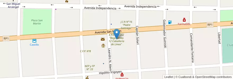 Mapa de ubicacion de E.P.E.P.N°242 "Regimiento 12 Caballería de Línea" en Аргентина, Формоса, Departamento Pirané, Municipio De Mayor Vicente Villafañe.