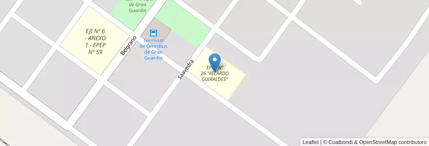 Mapa de ubicacion de EPES Nº 26 "RICARDO GUIRALDES" en アルゼンチン, フォルモサ州, Departamento Formosa, Municipio De Gran Guardia, Gran Guardia.