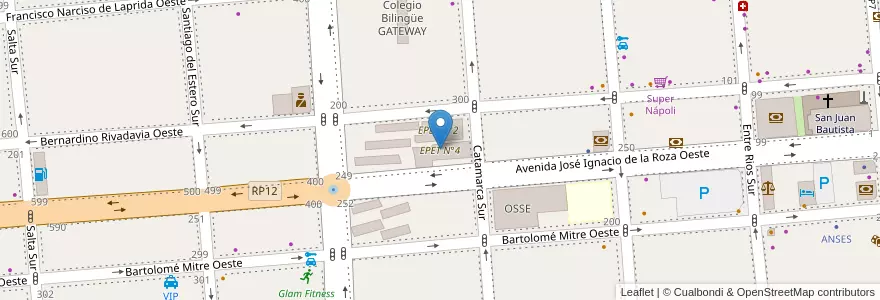 Mapa de ubicacion de EPET N°4 en الأرجنتين, سان خوان, تشيلي, Capital.