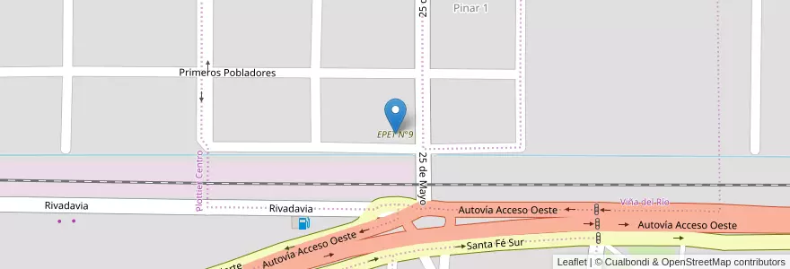 Mapa de ubicacion de EPET N°9 en 阿根廷, 智利, 內烏肯省, Departamento Confluencia, Municipio De Plottier, Plottier.