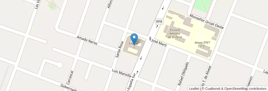 Mapa de ubicacion de EPET nº 3 en Argentina, San Juan, Cile, Rawson.