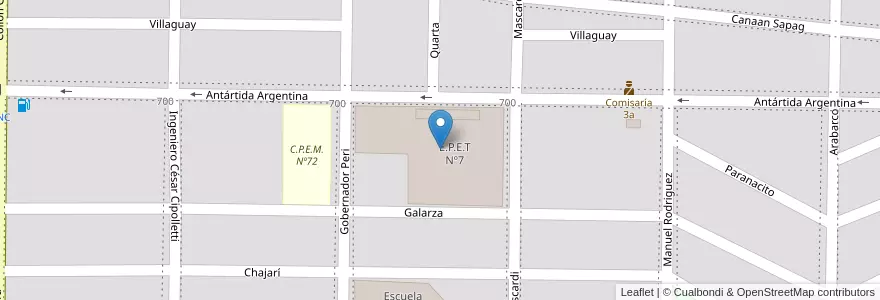Mapa de ubicacion de E.P.E.T Nº7 en Argentina, Chile, Neuquén, Departamento Confluencia, Municipio De Neuquén, Neuquén.