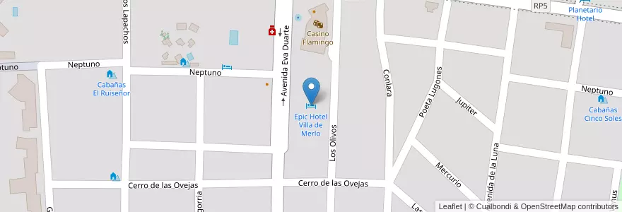 Mapa de ubicacion de Epic Hotel Villa de Merlo en アルゼンチン, サンルイス州, Junín, Municipio De Merlo, Villa De Merlo.