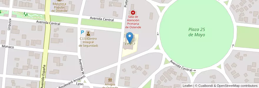 Mapa de ubicacion de E.P.N° 7 en Argentinië, Buenos Aires, Partido De Pinamar.