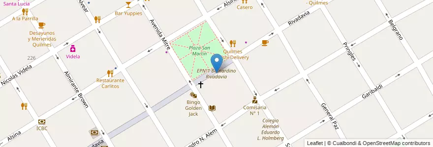 Mapa de ubicacion de EPNº1 Bernardino Rivadavia en Arjantin, Buenos Aires, Partido De Quilmes, Quilmes.